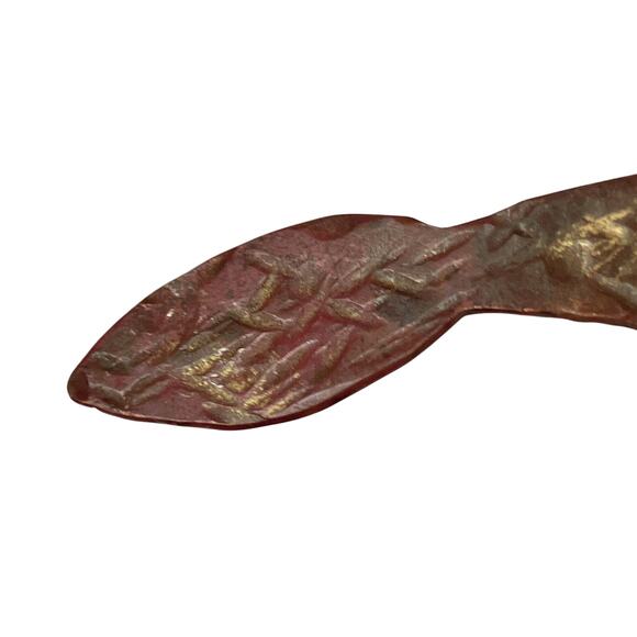 VTG 60s Primitivist Copper Figural Modernist Brooch Hammered Studio Pin - Picture 4 of 11